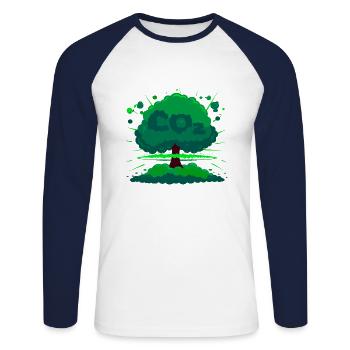 Bombe d'oxygène - T-shirt baseball manches longues Homme - blanc/marine - Devant - Nik (191cm)