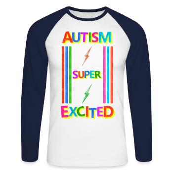 Autismus - Unisex Baseballshirt langarm - Weiß/Navy - Vorne - Nik (191cm)