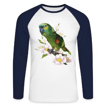 Die Blaustirnamazone - Unisex Baseballshirt langarm - Weiß/Navy - Vorne - Nik (191cm)