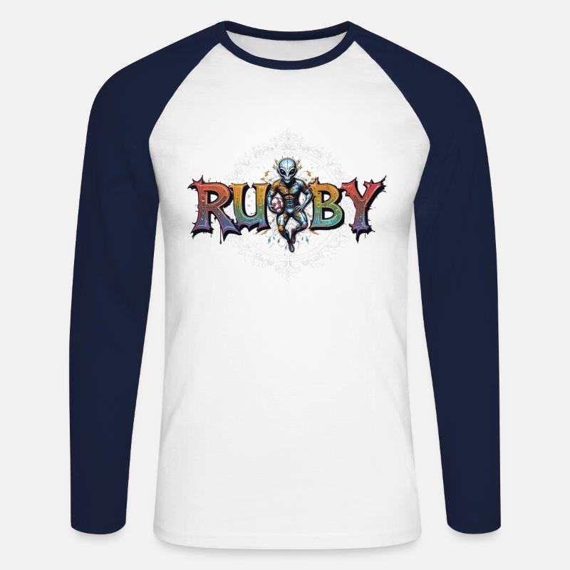 ET Rugby - Unisex Baseballshirt langarm - Weiß/Navy