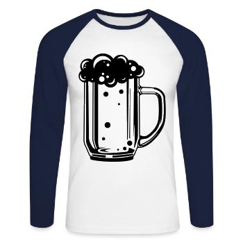 beer glass beer symbol beer mug - Unisex Long Sleeve Baseball T-Shirt - white/navy - Front - Nik (191cm)
