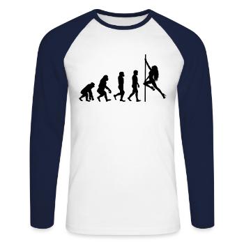 Pole Sport Dance Evolution Dancer Acrobatics - T-shirt baseball manches longues Homme - blanc/marine - Devant - Nik (191cm)
