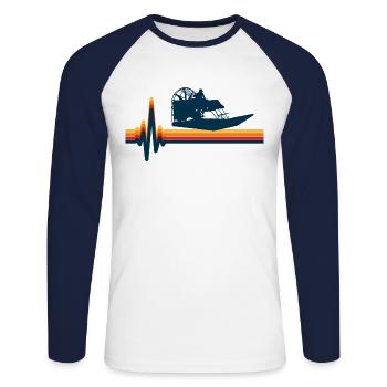Airboat Fanboat Airboating Swamp Boat Heartbeat - T-shirt baseball manches longues Homme - blanc/marine - Devant - Nik (191cm)