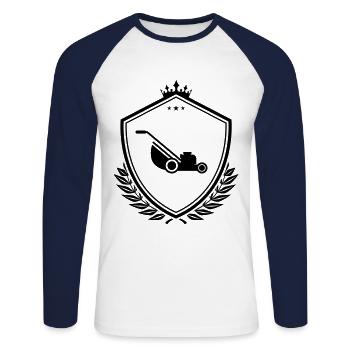 Rasenmäher icon wappen - Unisex Baseballshirt langarm - Weiß/Navy - Vorne - Nik (191cm)