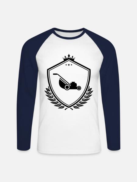 Rasenmäher icon wappen - Unisex Baseballshirt langarm - Weiß/Navy
