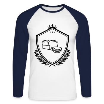 Bread coat of arms - Unisex Long Sleeve Baseball T-Shirt - white/navy - Front - Nik (191cm)