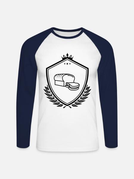Bread coat of arms - Unisex Long Sleeve Baseball T-Shirt - white/navy