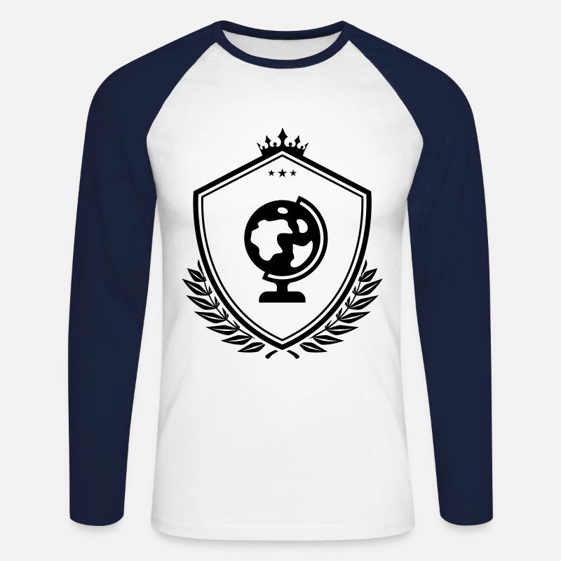 Globus symbol wappen - Unisex Baseballshirt langarm - Weiß/Navy
