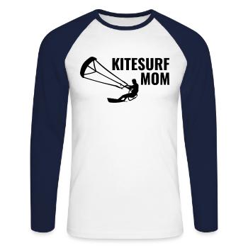 Kitesurf Kiteboard Kiteboarder Kitesurf Maman - T-shirt baseball manches longues Homme - blanc/marine - Devant - Nik (191cm)