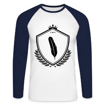 Armoiries des plumes - T-shirt baseball manches longues Homme - blanc/marine - Devant - Nik (191cm)