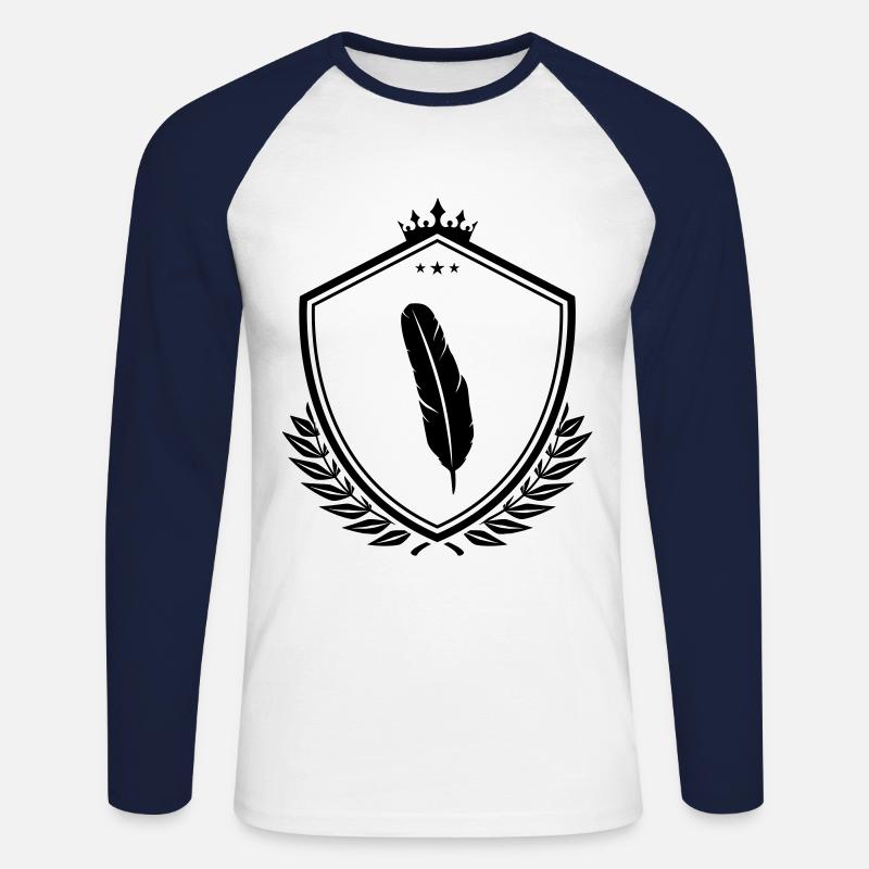 Feather Coat of Arms - Unisex Long Sleeve Baseball T-Shirt - white/navy