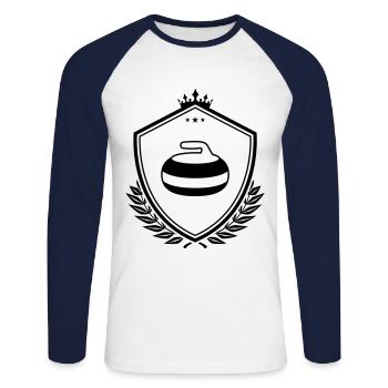 Curling crest - Unisex Long Sleeve Baseball T-Shirt - white/navy - Front - Nik (191cm)