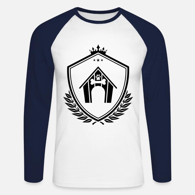 Hundehütte Wappen - Unisex Baseballshirt langarm - Weiß/Navy