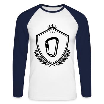 Mousqueton d’équipement d’escalade - T-shirt baseball manches longues Homme - blanc/marine - Devant - Nik (191cm)