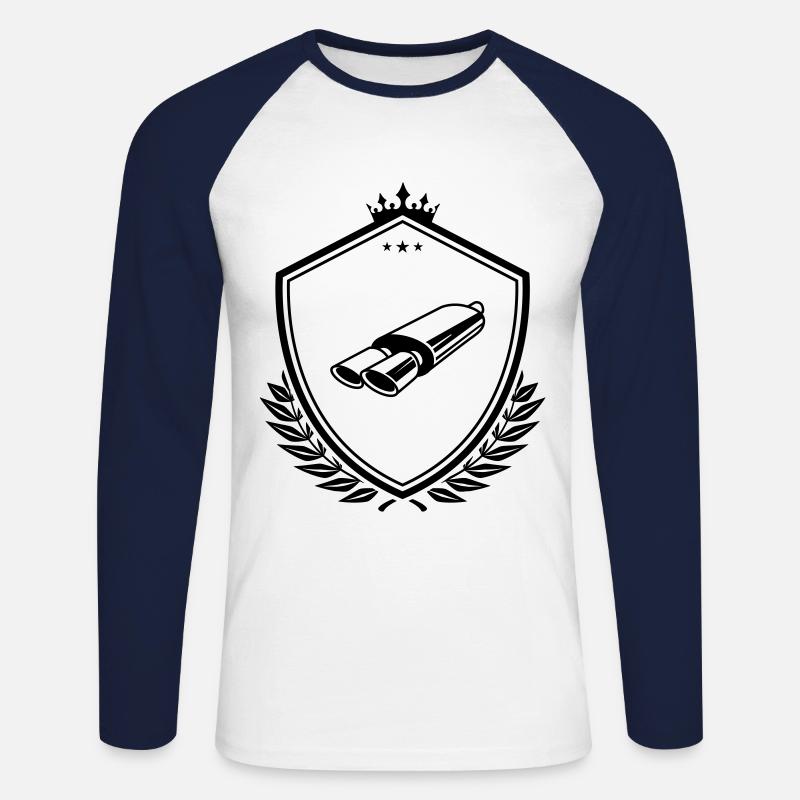 Exhaust tuning crest - Unisex Long Sleeve Baseball T-Shirt - white/navy