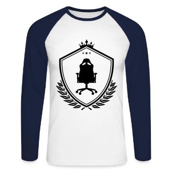 Armoirie de la chaise Gamer - T-shirt baseball manches longues Homme - blanc/marine - Devant - Nik (191cm)