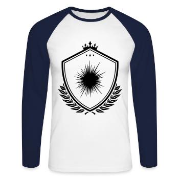 Seeigel icon Wappen - Unisex Baseballshirt langarm - Weiß/Navy - Vorne - Nik (191cm)