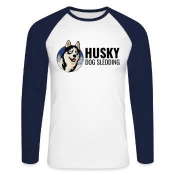 Husky Schlitten Hunderennen Alaskan Racers - Unisex Baseballshirt langarm - Weiß/Navy - Vorne - Nik (191cm)