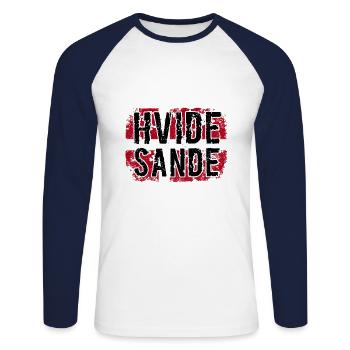 Hvide Sande, Westjütland, Dänemark, Nordsee - Unisex Baseballshirt langarm - Weiß/Navy - Vorne - Nik (191cm)