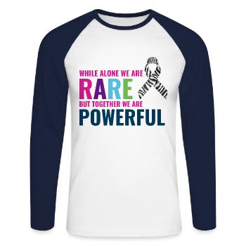 Rare Disease Awareness Day Zebra Ribbon Fighter - Unisex Long Sleeve Baseball T-Shirt - white/navy - Front - Nik (191cm)