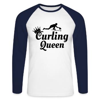 Curling Sweeping Winter Ice Sport Curler Funny - Unisex Long Sleeve Baseball T-Shirt - white/navy - Front - Nik (191cm)