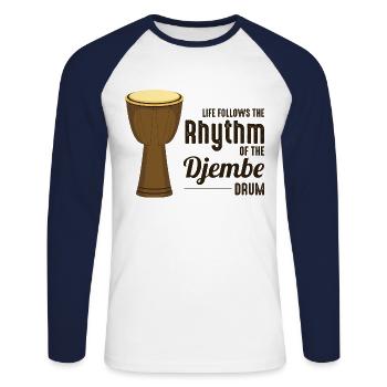 Djembe Player Drummer Music Drum Musician - Unisex Long Sleeve Baseball T-Shirt - white/navy - Front - Nik (191cm)