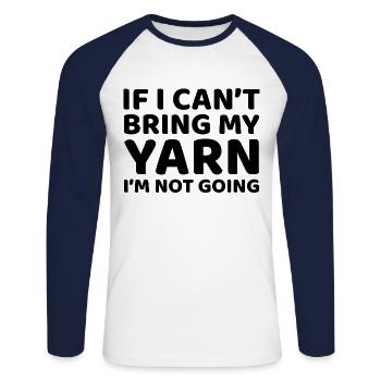 Crocheting Crochet Knitting Crocheter Funny - Unisex Long Sleeve Baseball T-Shirt - white/navy - Front - Nik (191cm)