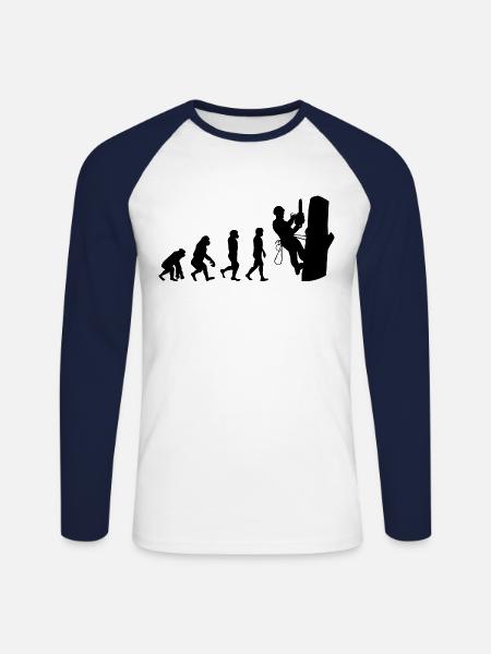Baumpfleger Baumkletterer Kletter trimmer Evolution - Unisex Baseballshirt langarm - Weiß/Navy