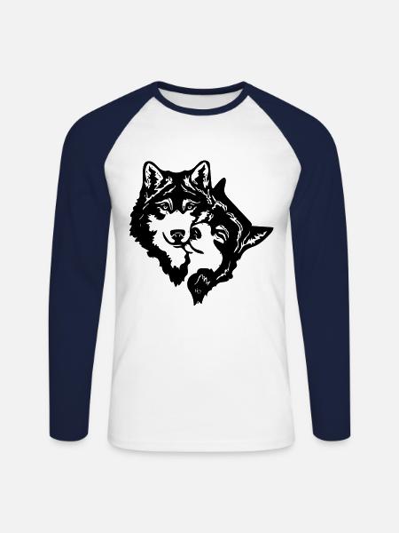 Wolves - Unisex Long Sleeve Baseball T-Shirt - white/navy