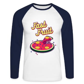 Fast Fruit - Unisex Long Sleeve Baseball T-Shirt - white/navy - Front - Nik (191cm)