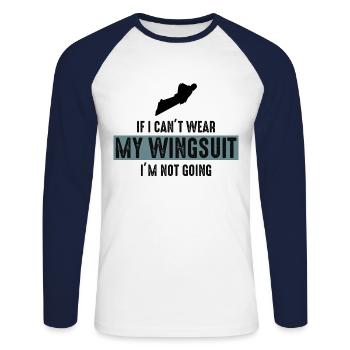 Wingsuit fliegen Base Jumping Fallschirmspringen Wingsuiting - Unisex Baseballshirt langarm - Weiß/Navy - Vorne - Nik (191cm)