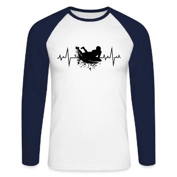 Bodyboarding Bodyboarder Surfing Sea Heartbeat - Unisex Long Sleeve Baseball T-Shirt - white/navy - Front - Nik (191cm)
