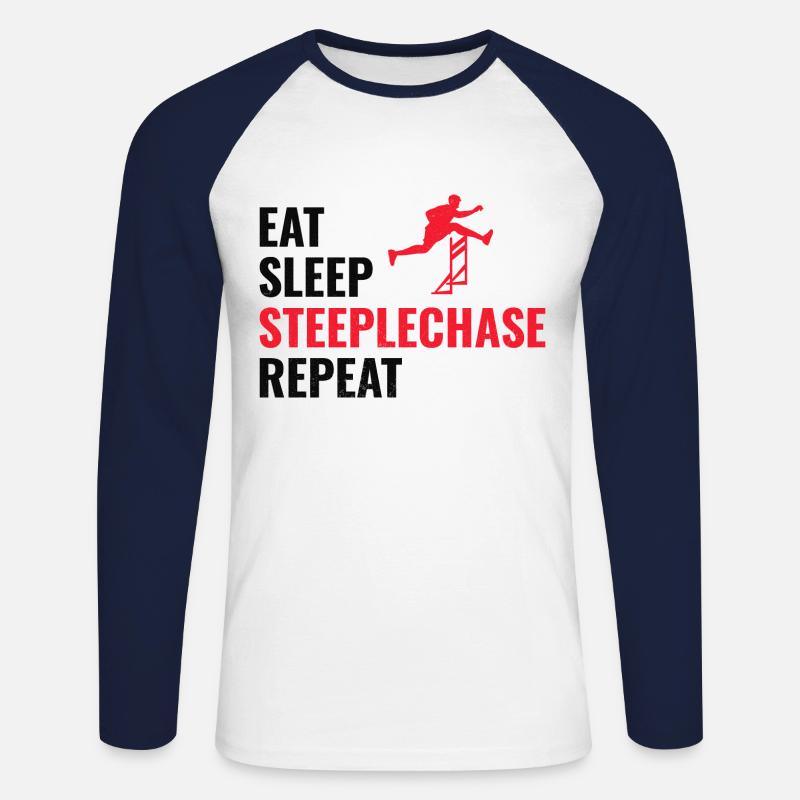 Hindernislauf Hindernislauf Leichtathletik - Unisex Baseballshirt langarm - Weiß/Navy