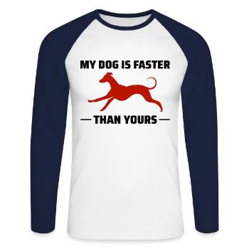 Greyhound Racing Dog Pet Race Animal Racer - Unisex Long Sleeve Baseball T-Shirt - white/navy - Front - Nik (191cm)