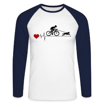 Bikejoring DogScooting Dog Sport Bike Bicycle - T-shirt baseball manches longues Homme - blanc/marine - Devant - Nik (191cm)