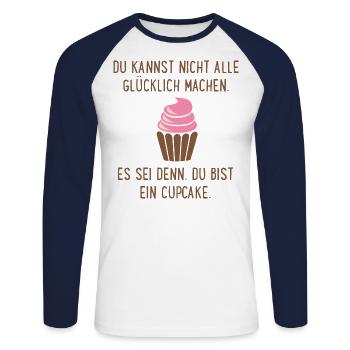 Cupcake - Unisex Baseballshirt langarm - Weiß/Navy - Vorne - Nik (191cm)