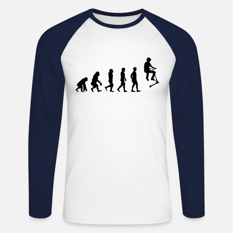 Stunt Scooter Freestyle Scootering Evolution - Unisex Long Sleeve Baseball T-Shirt - white/navy