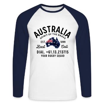 Australia rugby squad - T-shirt baseball manches longues Homme - blanc/marine - Devant - Nik (191cm)
