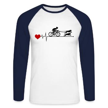 Bikejoring DogScooting Dog Sport Bike Bicycle - T-shirt baseball manches longues Homme - blanc/marine - Devant - Nik (191cm)