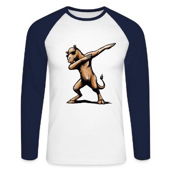Cooles Dabbing Dab Dance Kamel mit Sonnenbrille - Unisex Baseballshirt langarm - Weiß/Navy - Vorne - Nik (191cm)