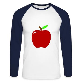 Apfel - Unisex Baseballshirt langarm - Weiß/Navy - Vorne - Nik (191cm)