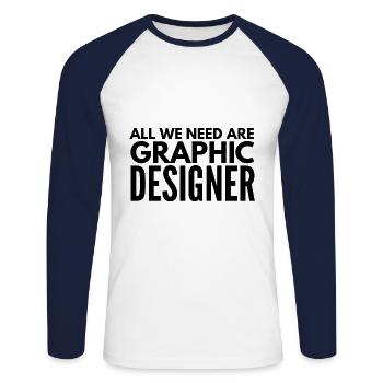 Graphiste cadeau graphiste graphiste disant - T-shirt baseball manches longues Homme - blanc/marine - Devant - Nik (191cm)