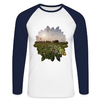 Flowery landscape - Unisex Long Sleeve Baseball T-Shirt - white/navy - Front - Nik (191cm)
