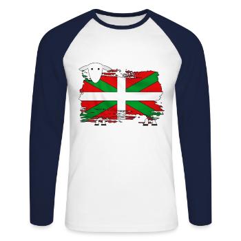 euskal herria - pays basque 51 - T-shirt baseball manches longues Homme - blanc/marine - Devant - Nik (191cm)