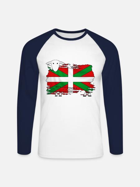 euskal herria - pays basque 51 - T-shirt baseball manches longues Homme - blanc/marine