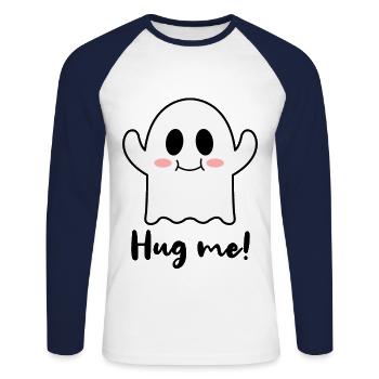Hug me! süßer Geist - Unisex Baseballshirt langarm - Weiß/Navy - Vorne - Nik (191cm)