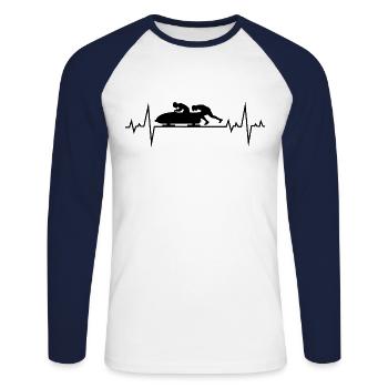 Bob BobFahren Bobfahren Herzschlag - Unisex Baseballshirt langarm - Weiß/Navy - Vorne - Nik (191cm)
