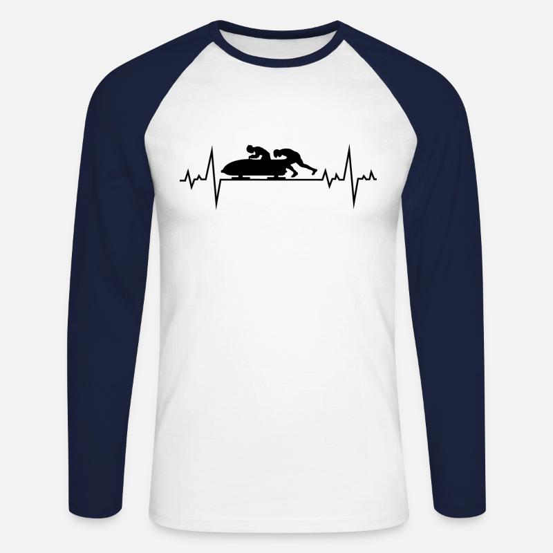 Bobsleigh Bobsled Racing Bobsleighing Heartbeat - Unisex Long Sleeve Baseball T-Shirt - white/navy