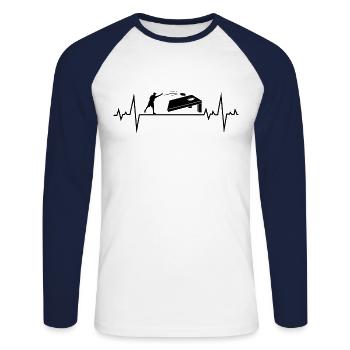 Cornhole Bean Bag Toss Rasen Spiel Herzschlag Puls - Unisex Baseballshirt langarm - Weiß/Navy - Vorne - Nik (191cm)