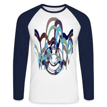 Résumé n° 56 - T-shirt baseball manches longues Homme - blanc/marine - Devant - Nik (191cm)